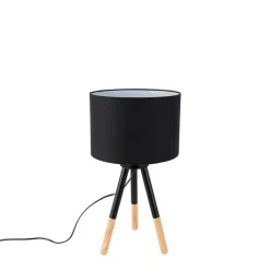 QAZQA Set aus schwarzer Tischleuchte und Stehleuchte mit Schirm - Pip