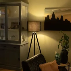 QAZQA Set aus schwarzer Tischleuchte und Stehleuchte mit Schirm - Pip