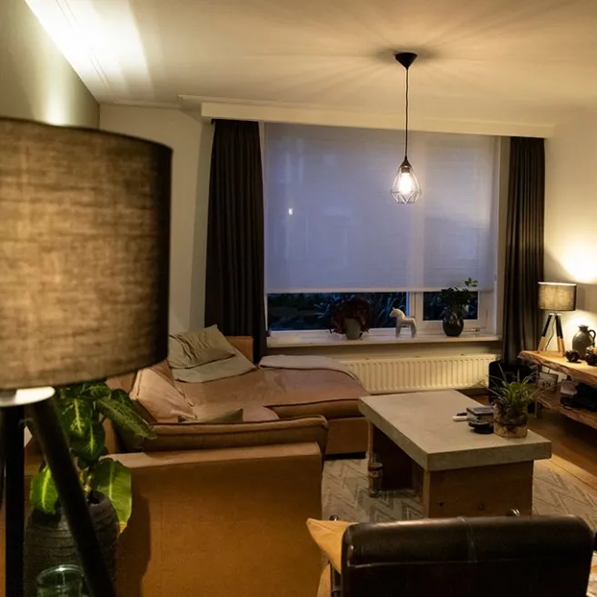 QAZQA Set aus schwarzer Tischleuchte und Stehleuchte mit Schirm - Pip