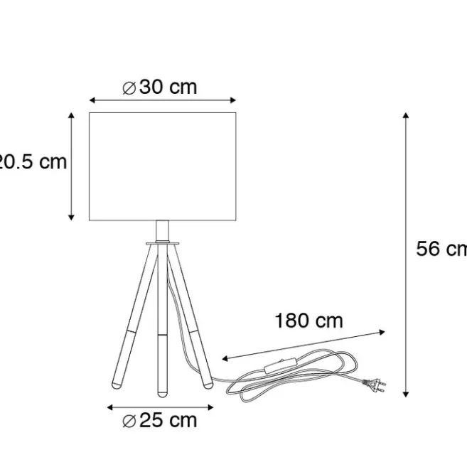 QAZQA Set aus schwarzer Tischleuchte und Stehleuchte mit Schirm - Pip