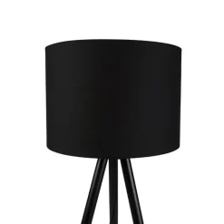 QAZQA Set aus schwarzer Tischleuchte und Stehleuchte mit Schirm - Pip