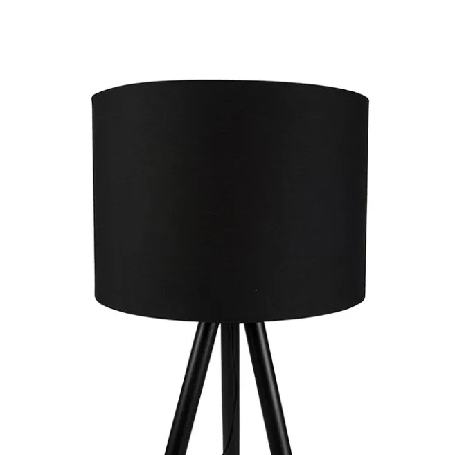 QAZQA Set aus schwarzer Tischleuchte und Stehleuchte mit Schirm - Pip