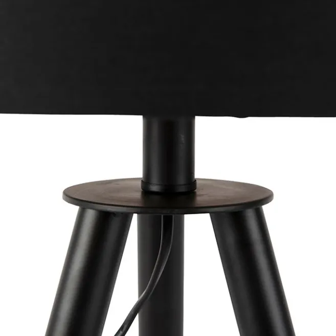 QAZQA Set aus schwarzer Tischleuchte und Stehleuchte mit Schirm - Pip