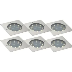 QAZQA Set mit 6 Bodeneinbaustrahlern Aluminium Quadratisch inkl. LED IP65 Solar - Terry