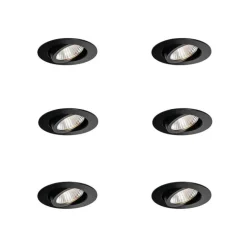 QAZQA Professional Set mit 6 Einbauspots schwarz 6,8 cm inkl. LED 750 lm dimmbar IP23 - Gaius