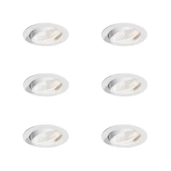 QAZQA Professional Set mit 6 Einbauspots weiß 9,5 cm inkl. LED 1300 lm dimmbar IP23 - Gaius