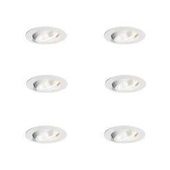 QAZQA Professional Set mit 6 Einbauspots weiß 6,8 cm inkl. LED 750 lm dimmbar IP23 - Gaius