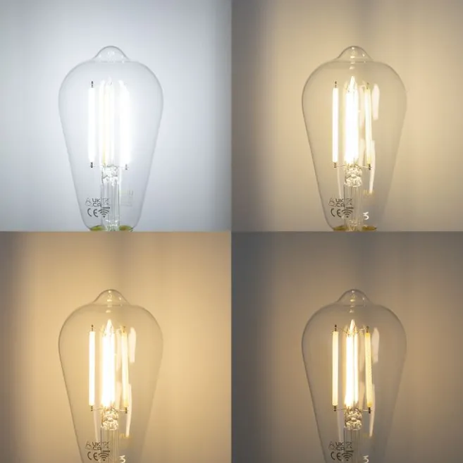 LUUMR Set mit 5 Smart Dimmbare LED Glühbirnen E27 ST64 Klar 7W 806lm 2700-6500K