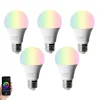 LUUMR Set mit 5 Smart E27 LED Glühbirnen A60 Matt RGBW 9W 806lm 2700-6500K