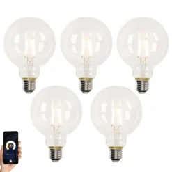 LUEDD Set mit 5 Smart E27 LED-Glühbirnen G95 4,5W 470lm 2700-6500K