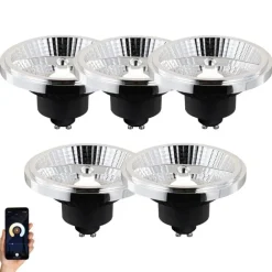 LUEDD Set mit 5 smarten GU10 dimmbaren LED-Lampen AR111 10W 800 lm 2200 - 6500K