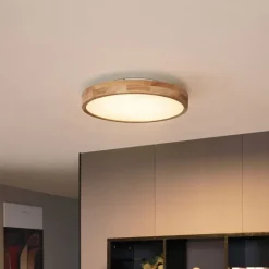 QAZQA Skandinavische Deckenleuchte Holz 50cm inkl. LED Dimmbar - Pecker