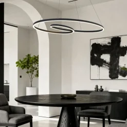 QAZQA Skandinavische Hängelampe schwarz 110cm inkl. LED 3-Stufen-Dimmbar - Circuit