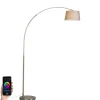 QAZQA Smart Bogenlampe Stahlschirm grau inkl. WiFi A60 - Arc Basic