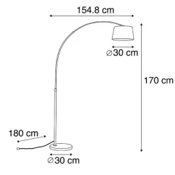 QAZQA Smart Bogenlampe Stahlschirm grau inkl. WiFi A60 - Arc Basic