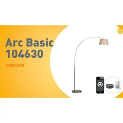 QAZQA Smart Bogenlampe Stahlschirm grau inkl. WiFi A60 - Arc Basic