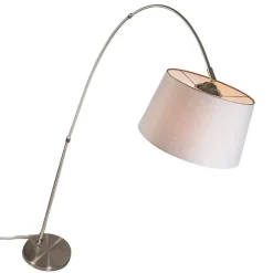 QAZQA Smart Bogenlampe Stahlschirm grau inkl. WiFi A60 - Arc Basic