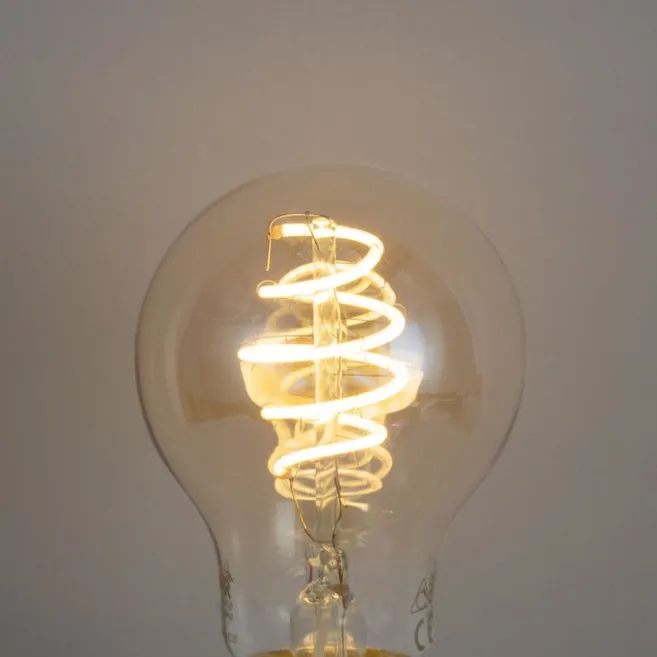 QAZQA Smart Ceiling Lamp Black with Amber Glass incl. Wifi A60 - Bizle