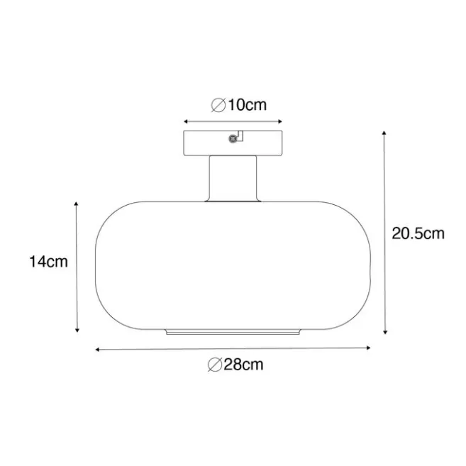 QAZQA Smart Ceiling Lamp Black with Amber Glass incl. Wifi A60 - Bizle