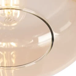 QAZQA Smart Ceiling Lamp Black with Amber Glass incl. Wifi A60 - Bizle