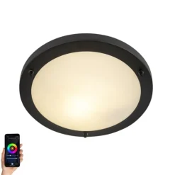 QAZQA Smart Deckenleuchte schwarz inkl. WiFi A60 IP44 - Yuma 31
