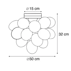QAZQA Smart Deckenleuchte schwarz mit Rauchglas inkl. 6 Wifi G9 - Uvas