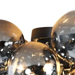 QAZQA Smart Deckenleuchte schwarz mit Rauchglas inkl. 6 Wifi G9 - Uvas