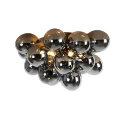 QAZQA Smart Deckenleuchte schwarz mit Rauchglas inkl. 6 Wifi G9 - Uvas