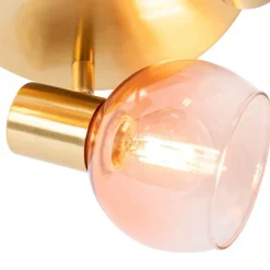 QAZQA Smart Deckenstrahler Gold mit rosafarbenem Glas inkl. 3 Wifi P45 - Vidro