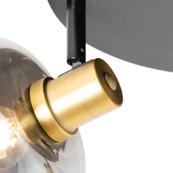 QAZQA Smart Deckenstrahler Schwarz mit Gold und Rauchglas inkl. 3 Wifi P45 - Zuzanna