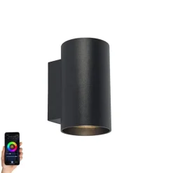 QAZQA Smart Design Wandleuchte schwarz inkl. WiFi GU10 - Sandy