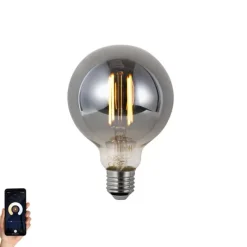 LUUMR Smart Dimmbare LED-Glühbirne E27 G95 Rauchglas 4,9W 150lm 1800K