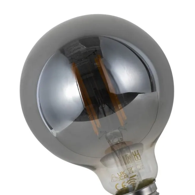 LUUMR Smart Dimmbare LED-Glühbirne E27 G95 Rauchglas 4,9W 150lm 1800K