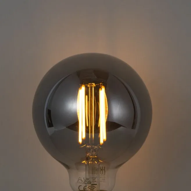 LUUMR Smart Dimmbare LED-Glühbirne E27 G95 Rauchglas 4,9W 150lm 1800K