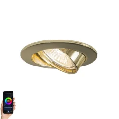 QAZQA Smart Einbau Spot Gold kippbar inkl. Wifi GU10 - Edu