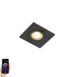 QAZQA Smart Einbau Spot Schwarzes Quadrat IP44 inkl. Wifi GU10 - Xena