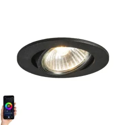 QAZQA Smart Einbau Spot schwarz kippbar inkl. Wifi GU10 - Cisco