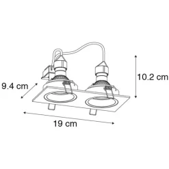 QAZQA Smart Einbauspot schwarz rechteckig verstellbar inkl. 2 WiFi GU10 - Chuck