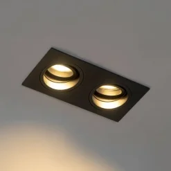 QAZQA Smart Einbauspot schwarz rechteckig verstellbar inkl. 2 WiFi GU10 - Chuck