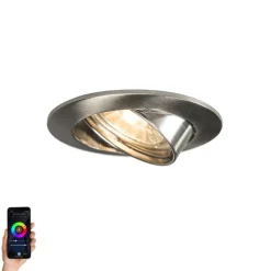 QAZQA Smart Einbaustrahler Stahl inkl. WiFi GU10 neigbar - Edu