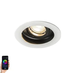 QAZQA Smart Einbaustrahler weiß mit Stahl inkl. Wifi GU10 - Rondoo