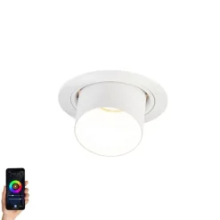 QAZQA Smart Einbaustrahler weiß neigbar inkl. WiFi GU10 - Installa