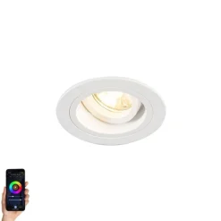 QAZQA Smart Einbaustrahler weiß rund neigbar inkl. Wifi GU10 - Chuck