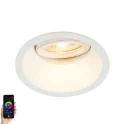 QAZQA Smart Einbaustrahler weiß inkl. WiFi GU10 verstellbar - Alu