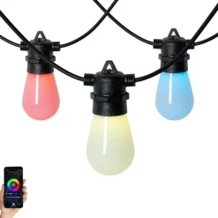 QAZQA Smart LED Lichterkette 15 Meter 15 Leuchten Opal RGBW IP44 - Chill