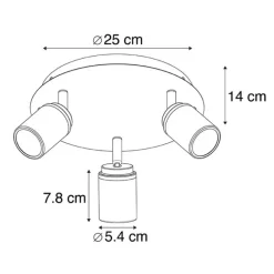QAZQA Smart Modern Spot schwarz inkl. GU10 3-flammig IP44- Ducha