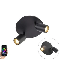 QAZQA Smart Modern spot schwarz inkl. GU10 2-flammig IP44 - Ducha