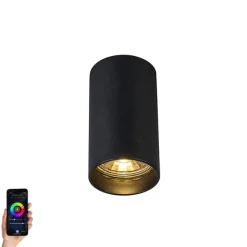 QAZQA Smart moderner Spot schwarz inkl. WiFi GU10 - Tuba 1