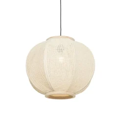 Kinder QAZQA Smart Pendant Lamp Natural Fabric 48 cm Incl. Wifi G95 - Rob