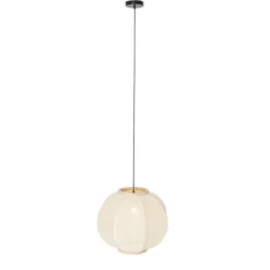 Kinder QAZQA Smart Pendant Lamp Natural Fabric 48 cm Incl. Wifi G95 - Rob